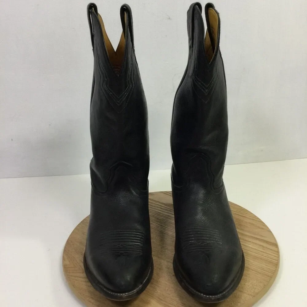 Nocona Mens Leather Western Cowboy Boots Pull-On Mid-Calf Black Size 12D